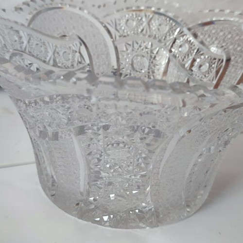 Vintage Bohemia Lead Crystal Bowl with Pinwheel Design