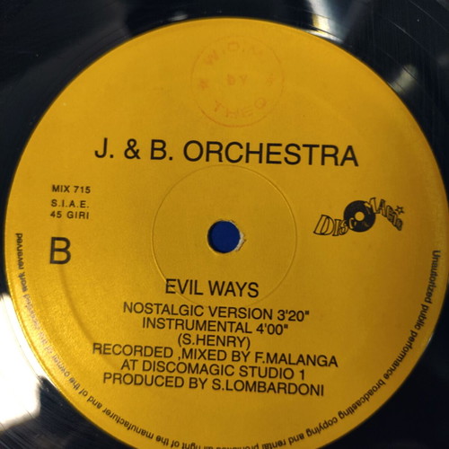 J&B Orchestra Evil Ways Remix '92 12″ vinyl maxi single used