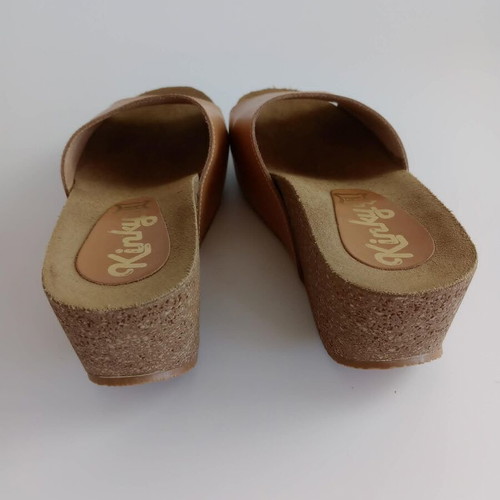 Women's leather platform sandals size 38, like new, cork sole