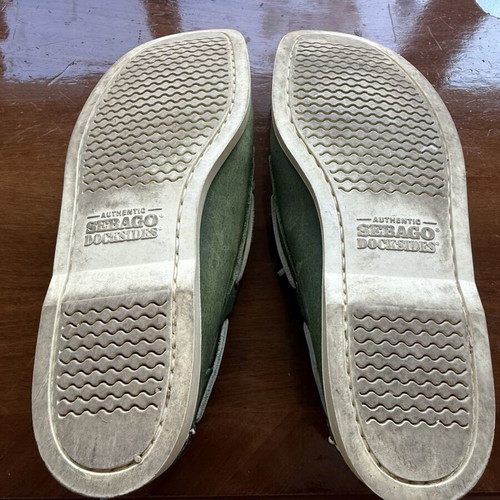 Sebago Dockside boat shoes used, green, size EU 44.5