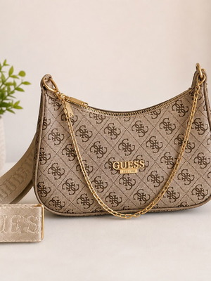 Guess shoulder bag new, beige brown with extra strap