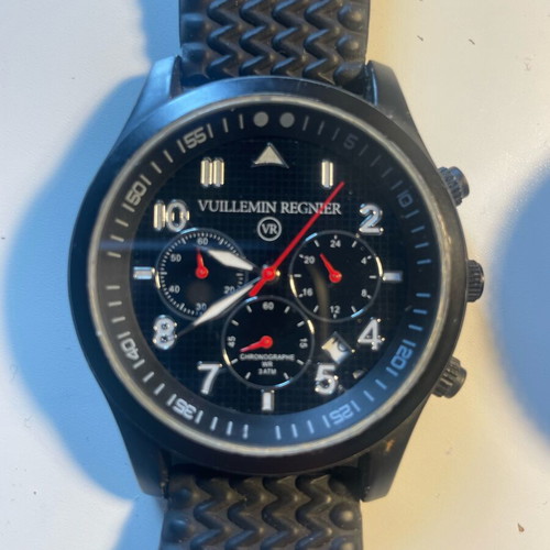 Set of 2 men's Lip and Vuillemin Regnier watches used, black