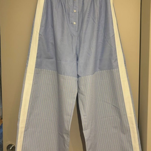 Stella McCartney x H&M wide-leg pants new, size M 38 10, white and blue