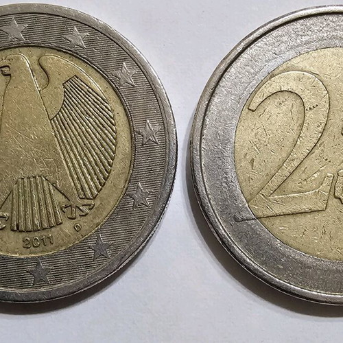 Coins 2 used two-euro with errors