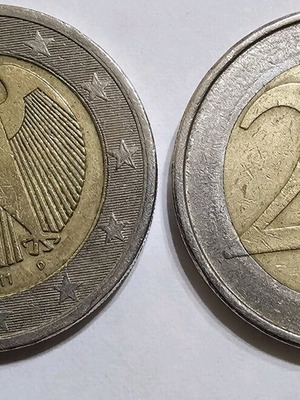 Coins 2 used two-euro with errors