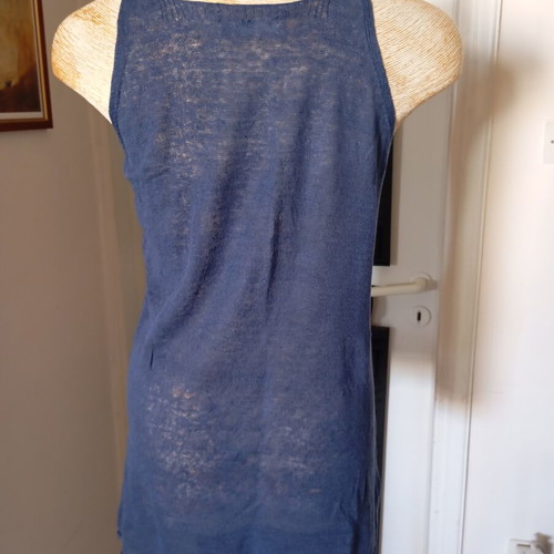 Stefanel women's linen blouse size M new, blue
