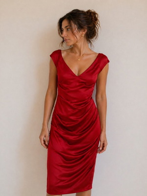 ASOS evening dress like new, red satin, size XS