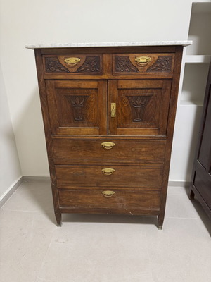 Wooden dresser with marble top, vintage style