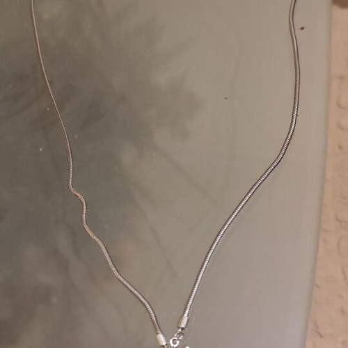 Long necklace with black stone silver new