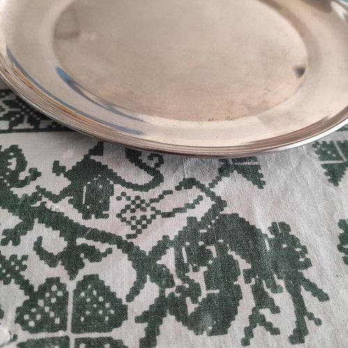 Inox round serving platter used 21.5 cm