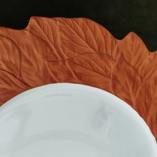 Ceramic serving platter "Lemon Leaf" like new