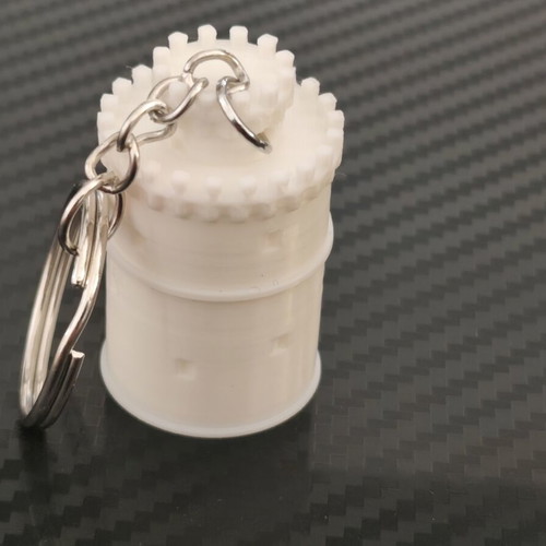 3D Printed Keychain White Tower with Screw Cap new