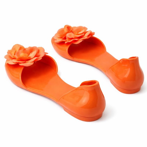 Rubber ballerinas size 37 like new, orange with flower detail