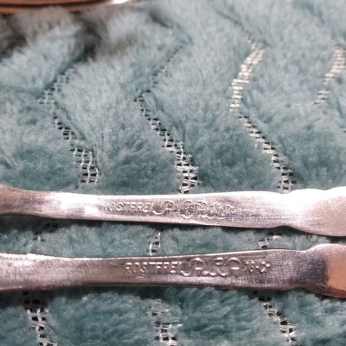 Vintage rostfrei dessert set with spoons and forks, broken handle
