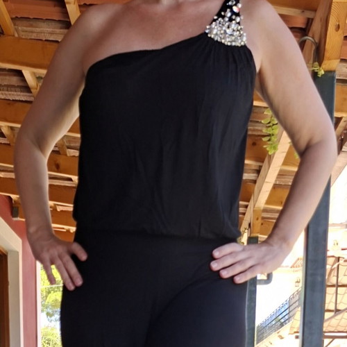 Women's jumpsuit used, size L, black with stones and zipper