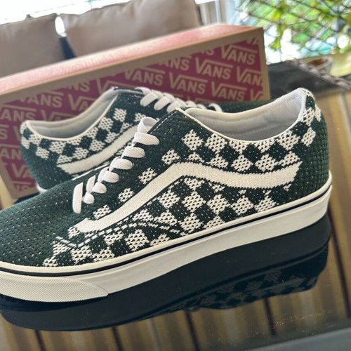 Vans Old Skool EK Checkerboard casual shoes new, size 44.5, white and green