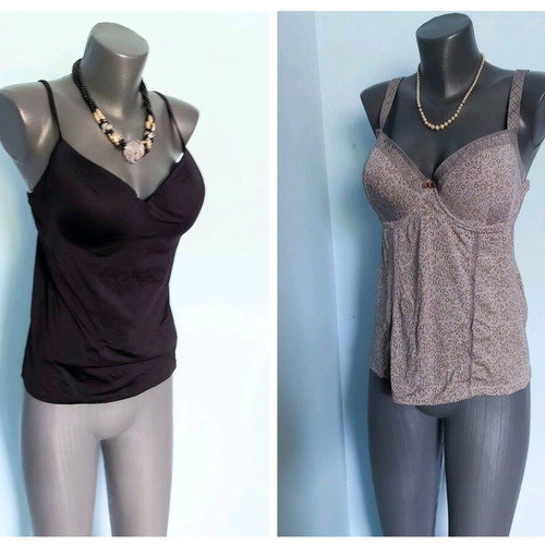 Bustier tank tops with built-in bra used, set of 2 pieces
