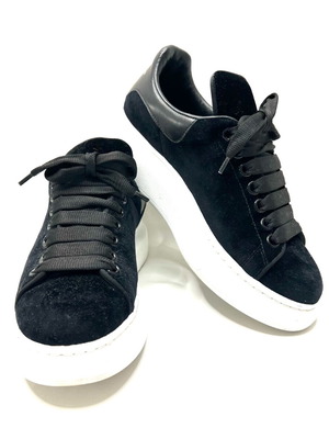 Alexander McQueen classic velvet trainers used, size 38, black