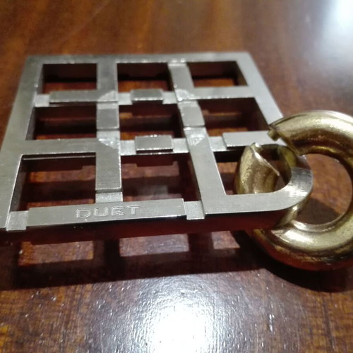 Cast Duet metal puzzle used, difficulty level 5