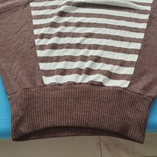 Retro brown knitwear set with batwing sleeve blouse and midi skirt like new