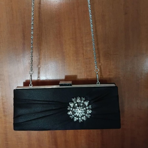 Clutch bag A To Z Greek black with silver chain like new