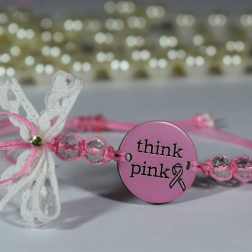 Hope Bracelet new, handmade macrame, white and pink