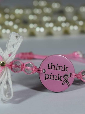Hope Bracelet new, handmade macrame, white and pink