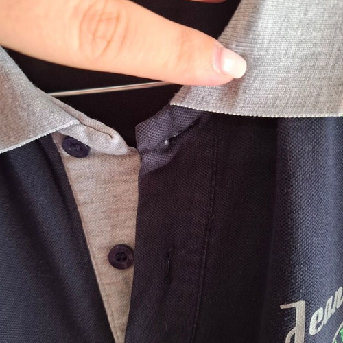 New Mentality Polo Shirt M Navy Blue with Grey and Green Details like new