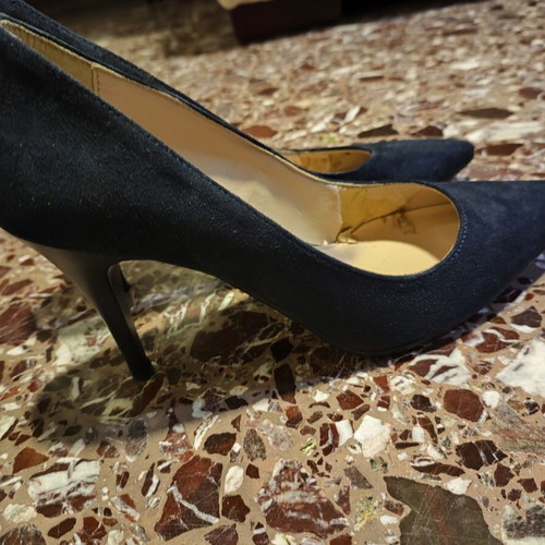 Stefania winter suede heels used, blue navy, size 37