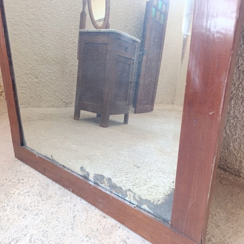 Vintage wooden floor wall mirror with arched frame used