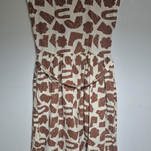 Compania Fantastica cotton dress with geometric patterns like new, beige and brown