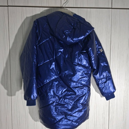 Sinsay puffer jacket used, kids/teens, electric blue with hood