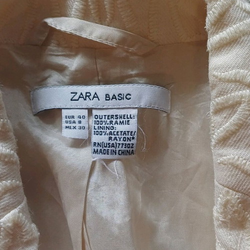 Zara women's beige jacket 3/4 sleeve like new, size 40