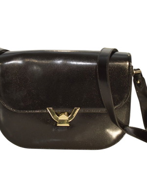Coccinelle Black Shiny Leather Crossbody Bag New with Tags