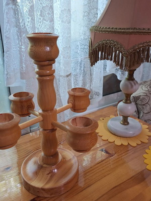 Ξύλινος κηροπήγιο για 5 κεριά καινούργιο, χειροποίητο