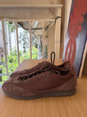 Pull & Bear low sneakers, leather and suede, size 37, brown and red