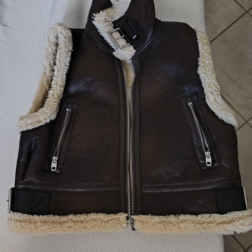 Zara brown leather vest like new, size L