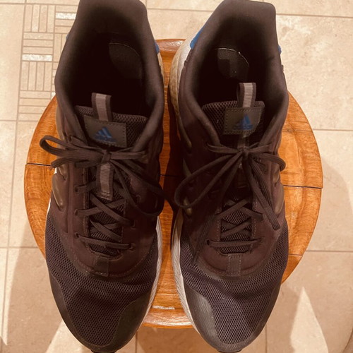 Adidas Boost shoes like new, size US 12 EU 46, black with blue details