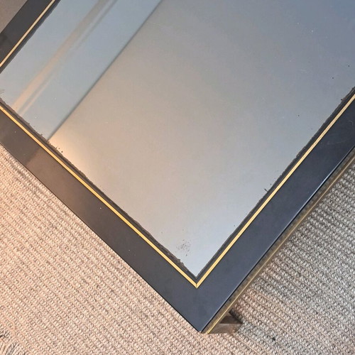 Vintage coffee table with mirror and brass legs used (1983)