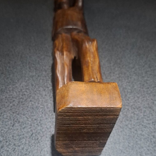 African wooden carved statue, handmade, 43cm