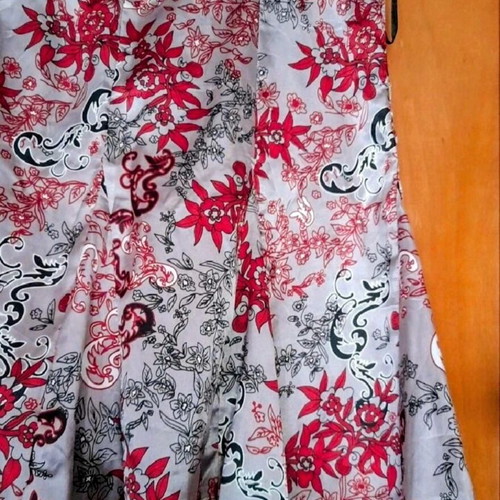 John Paul Richard satin skirt grey with red and pink flowers like new