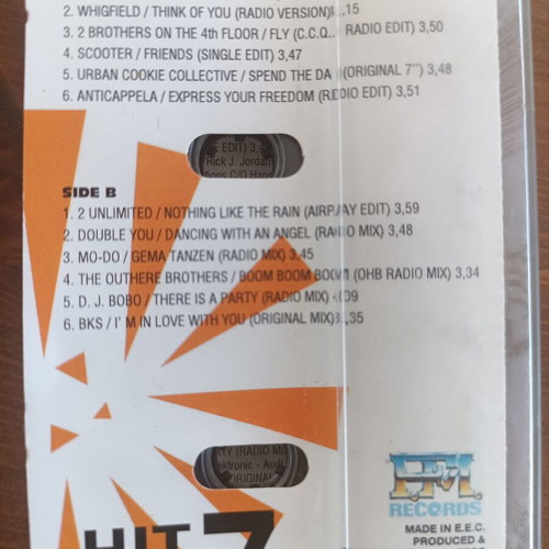 Hit Box 7 and Hit Box 9 cassette tapes used, 90s dance hits