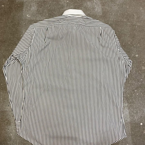 Ralph Lauren black and white striped dress shirt, white collar, size L