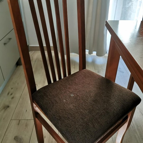 Wooden dining set with 6 chairs, extendable table 140x80 to 160x80 cm
