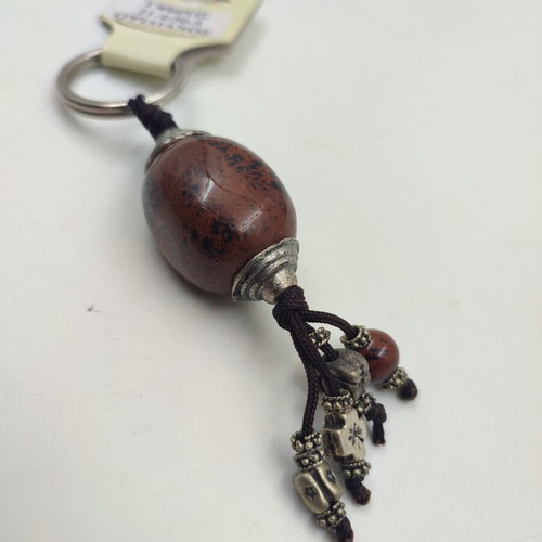 Taurus Zodiac Keychain with Obsidian Gemstone and Charms new