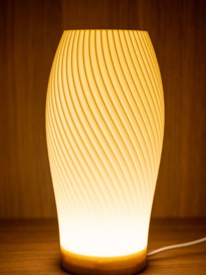 Modern table lamp 3D printed with spiral design made to order
