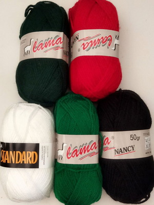 Acrylic knitting yarn set new, 5 pieces assorted colors