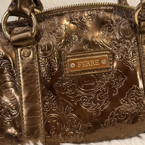 Ferre Handbag like new, bronze with handle and strap