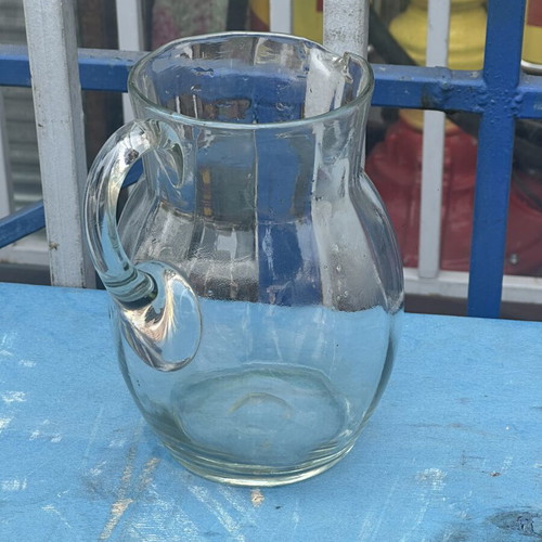 Vintage glass serving pitcher 20 cm used, classic design