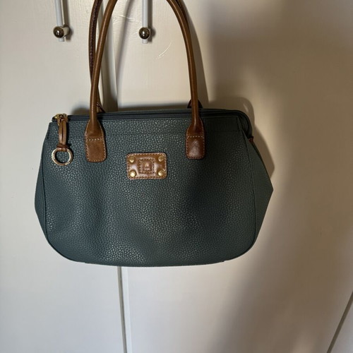 KEM handbag used, gray-green, medium size